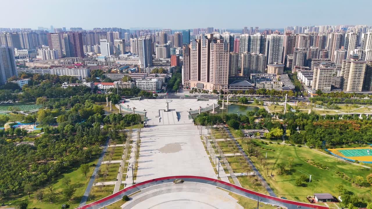Aerial view of Xianyang Lake Scenic area on the Weihe River route in Shaanxi Province, China