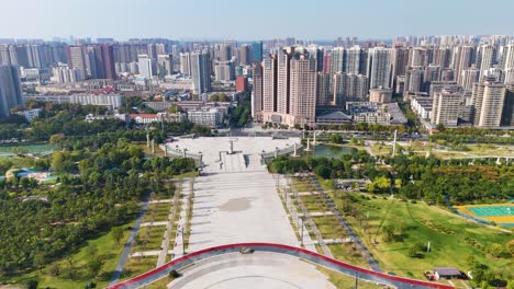 aerial view of xianyang lake scenic area on the weihe river route in shaanxi province, china