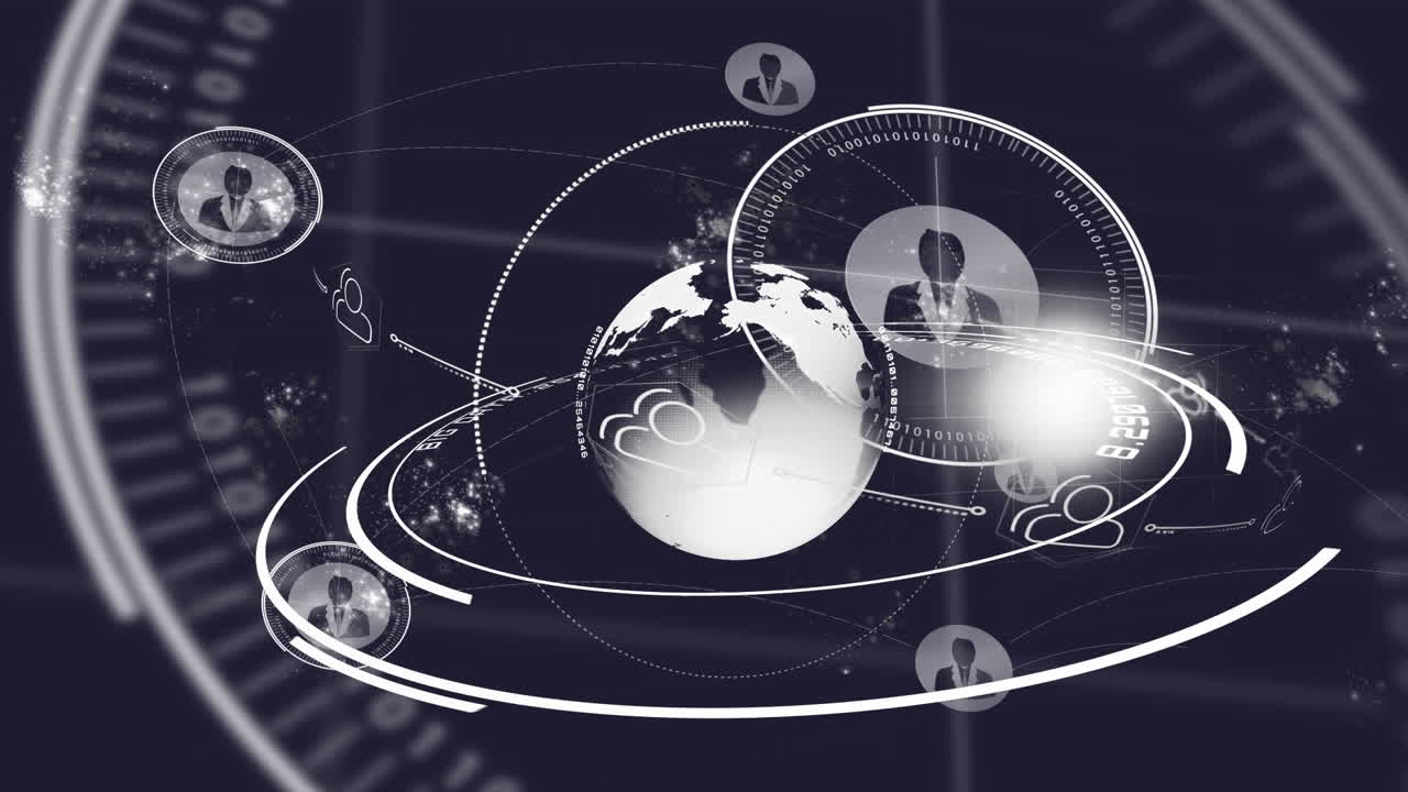 네트워크 연결과 데이터 처리로 지구 회전의 애니메이션