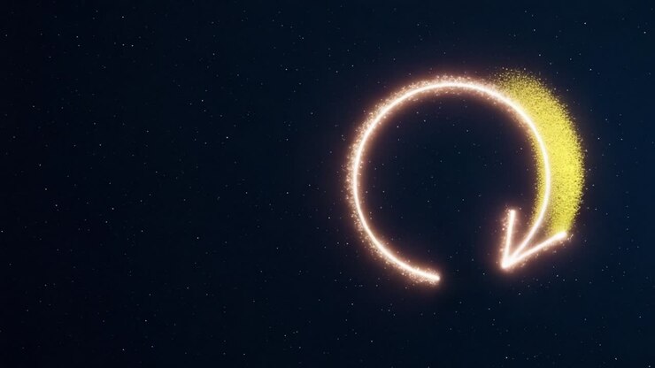 Captivating Sparkling Circular Animation Illustrating a Continuous Loop with Starry Background, Perfect for Abstract Visuals and Dynamic Media Presentations