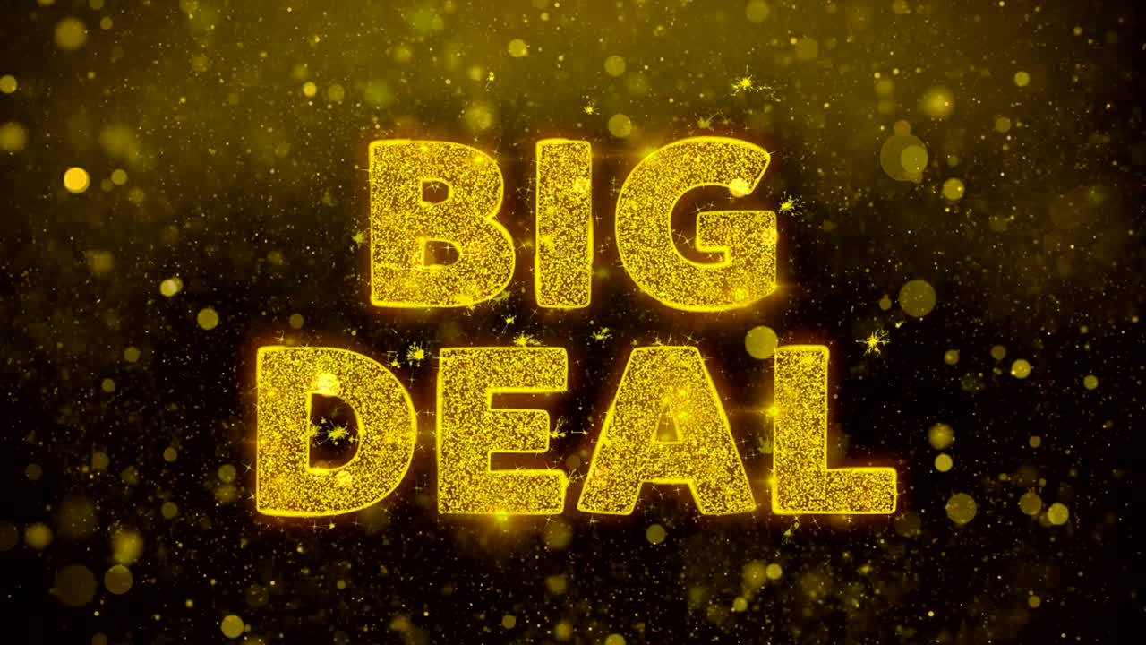 황금 반이는 반이는 입자 애니메이션에 대한 큰 거래 텍스트
