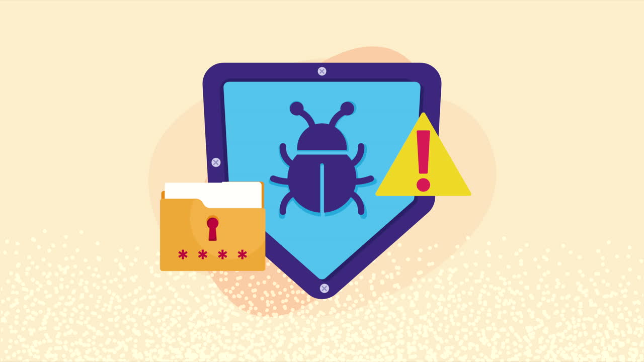 escudo con animación de seguridad cibernética de errores