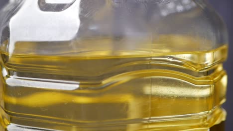 close-up of a plastic bottle of vegetable oil