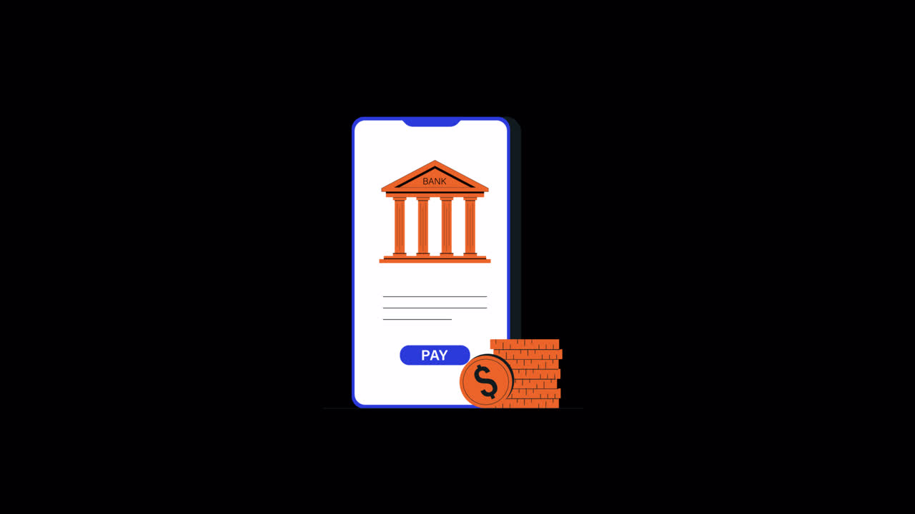 Digital Payment Concept with Mobile Banking App and Stacking Coins