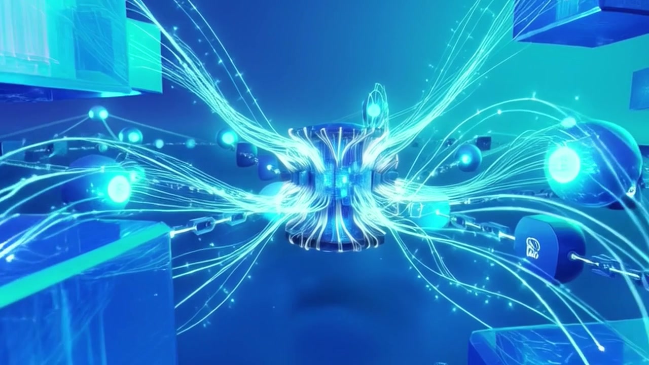 Abstract 3D Animation of Blockchain Network and Data Connectivity