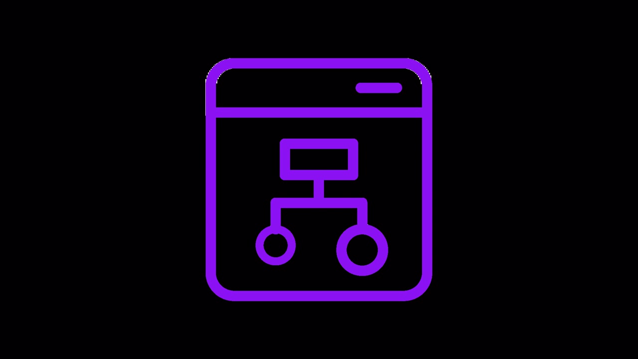 Animated Purple Flowchart Icon Drawing Inside a Browser Window