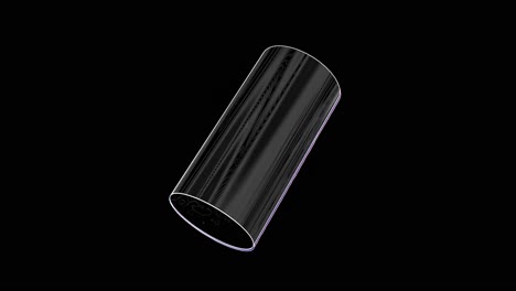 a 3d cylinder model wireframe, rotating slowly and glitching