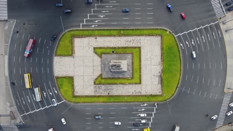 drone topdown timelapse video of a round about