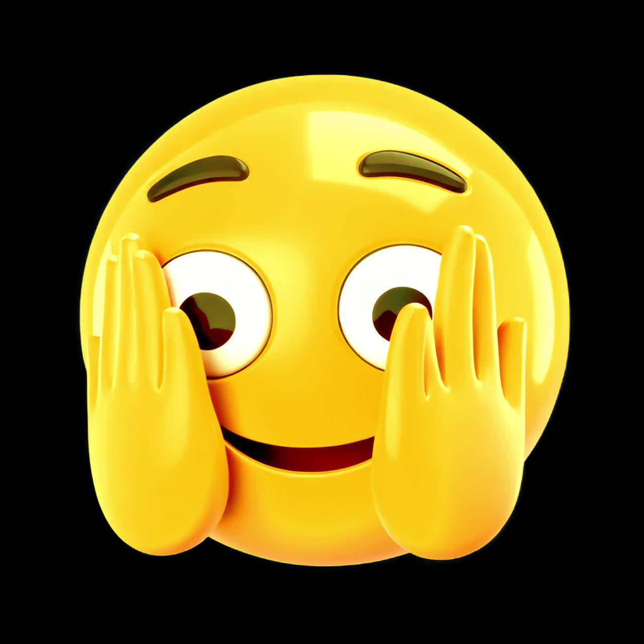 Surprised emoji with hands animation isolated asset, transparent 4K video, alpha channel, ProRes