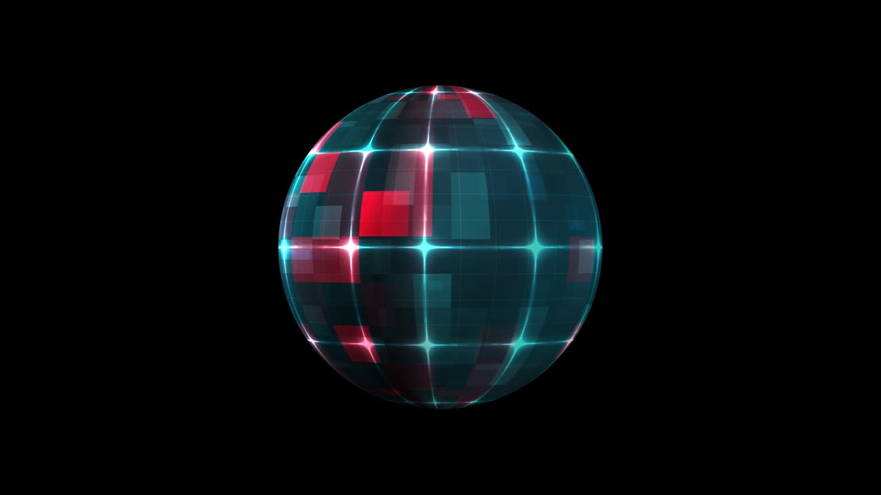 아브스트랙트 시엄리스 루프 (abstract seamless loop) - 미래의 기술로 구형 물체, 알파 채널 (alpha channel) 로 고립된 그리드 회전, 4k 시엄리스루프 (seamless loop sphere) - 디지털 모던 사이버볼 (digital modern cyberball)