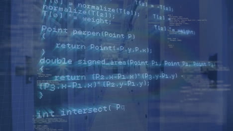 animazione dell'elaborazione dei dati digitali su server informatici