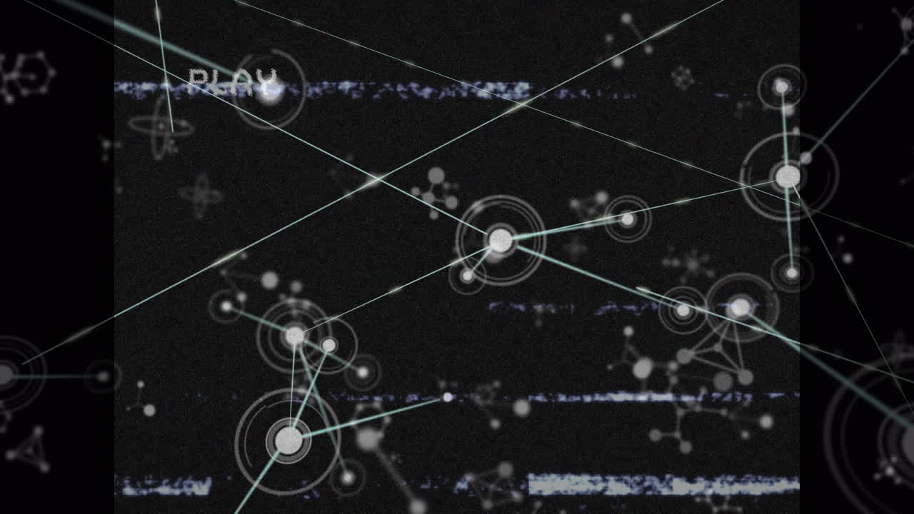 연결 네트워크와 함께 화면에 디지털 인터페이스를 재생하는 애니메이션
