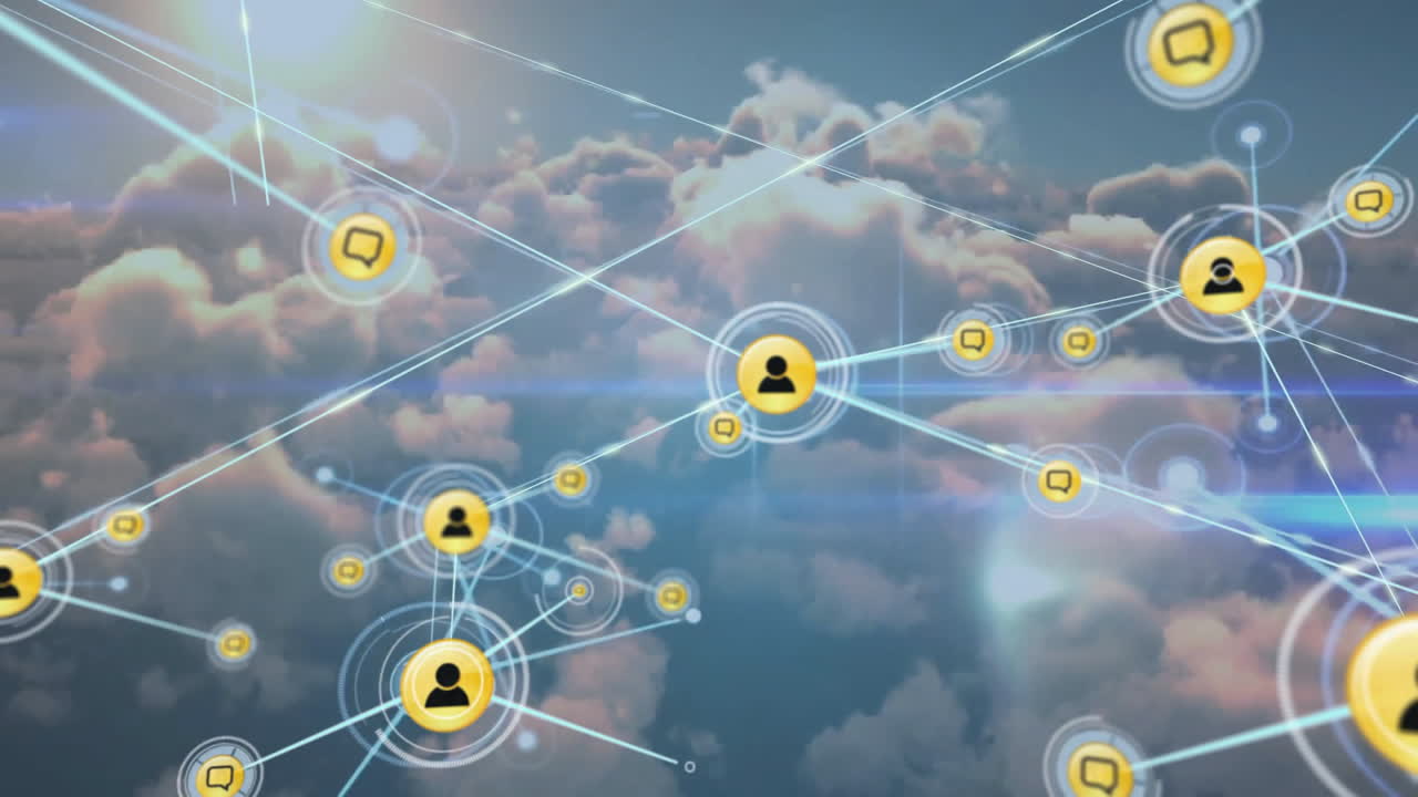 animación de la red de conexiones a través de nubes