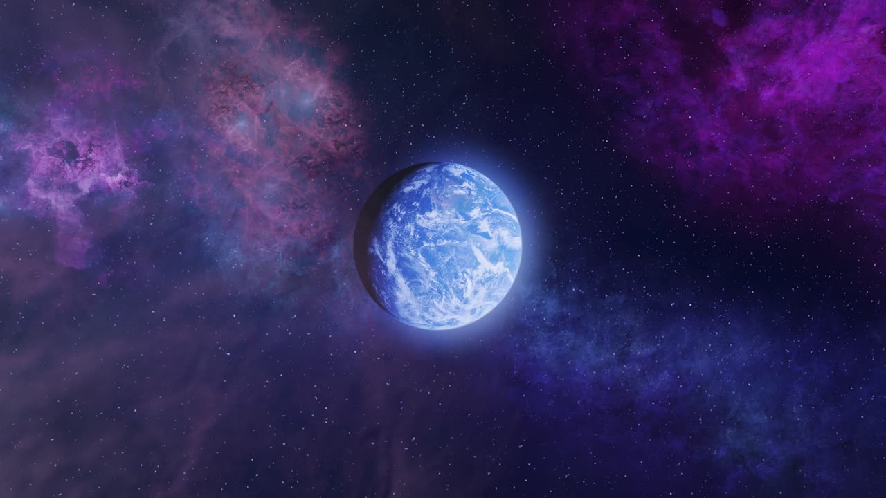 la tierra en una nebulosa colorida