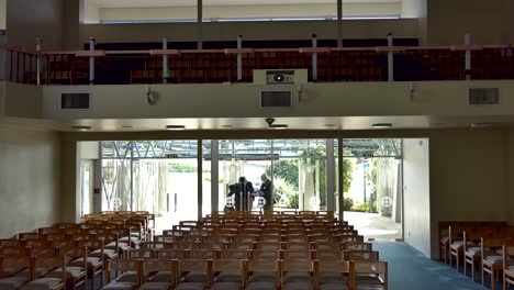 shot of religious chapel or funeral home for funeral service