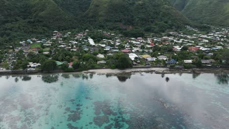 aerial view of punaauia commune in papeʻete suburb, tahiti, french polynesia.