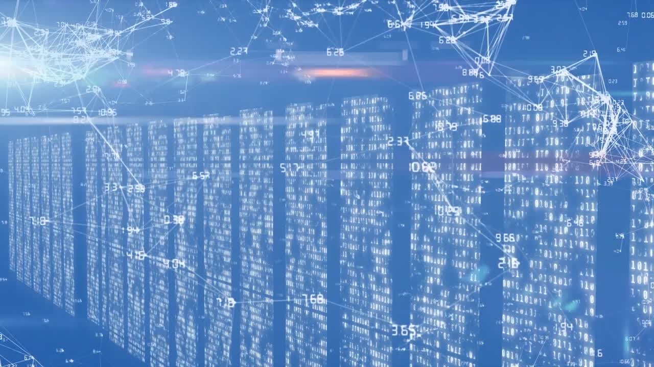 Animation of lights, connections and data processing over servers