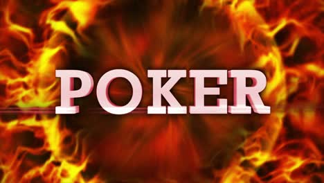 poker text and fiery ring, loop, 4k