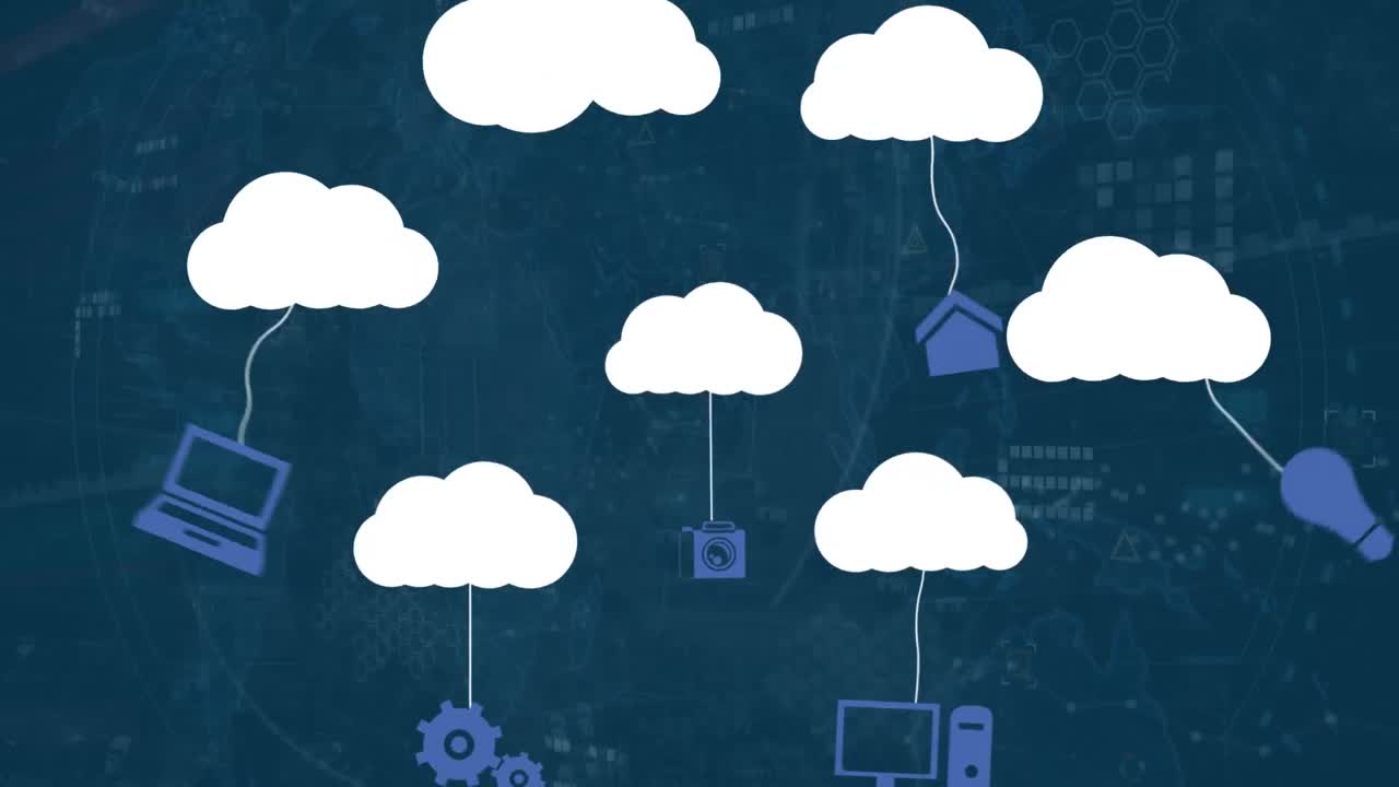 데이터 처리에 대한 미디어 아이콘의 애니메이션