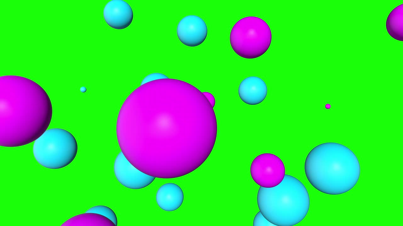 Abstract Balls colorful floating rendering green screen chroma key animation 3d