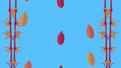 hojas de otoño con ramas marco