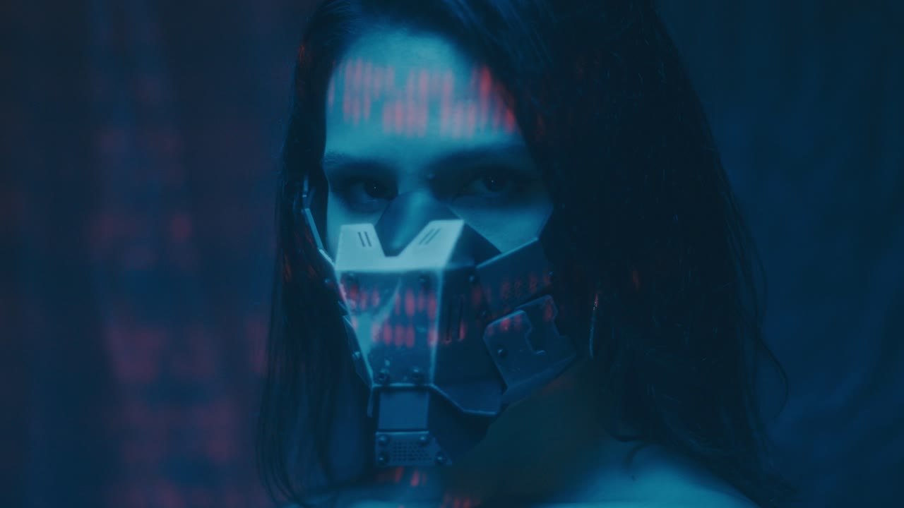 Cyberpunk Woman in Futuristic Mask
