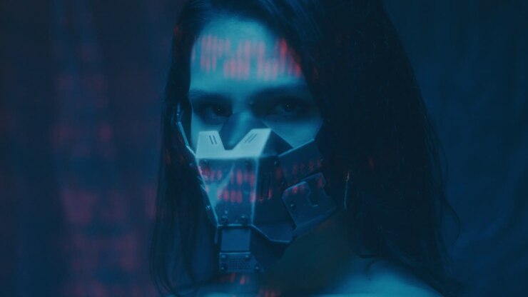 Cyberpunk Woman in Futuristic Mask