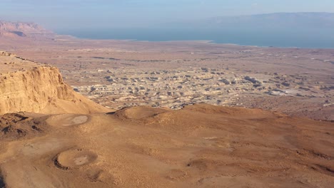 panoramic view of masada fortress and the dead sea