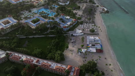 nice top view of dominicus beach, lighthouse ,crystal clear sea and beautiful sandy beach,caribbean sea.bayahibe,dominican republic.