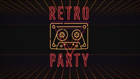 Animation-Von-Retro-Partytext-über-Lichtspuren