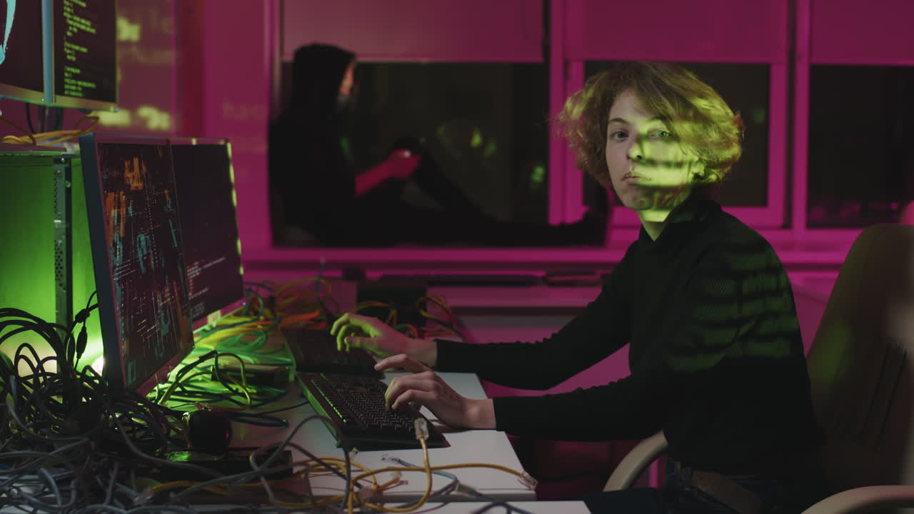Serious Female Hacker Portrait