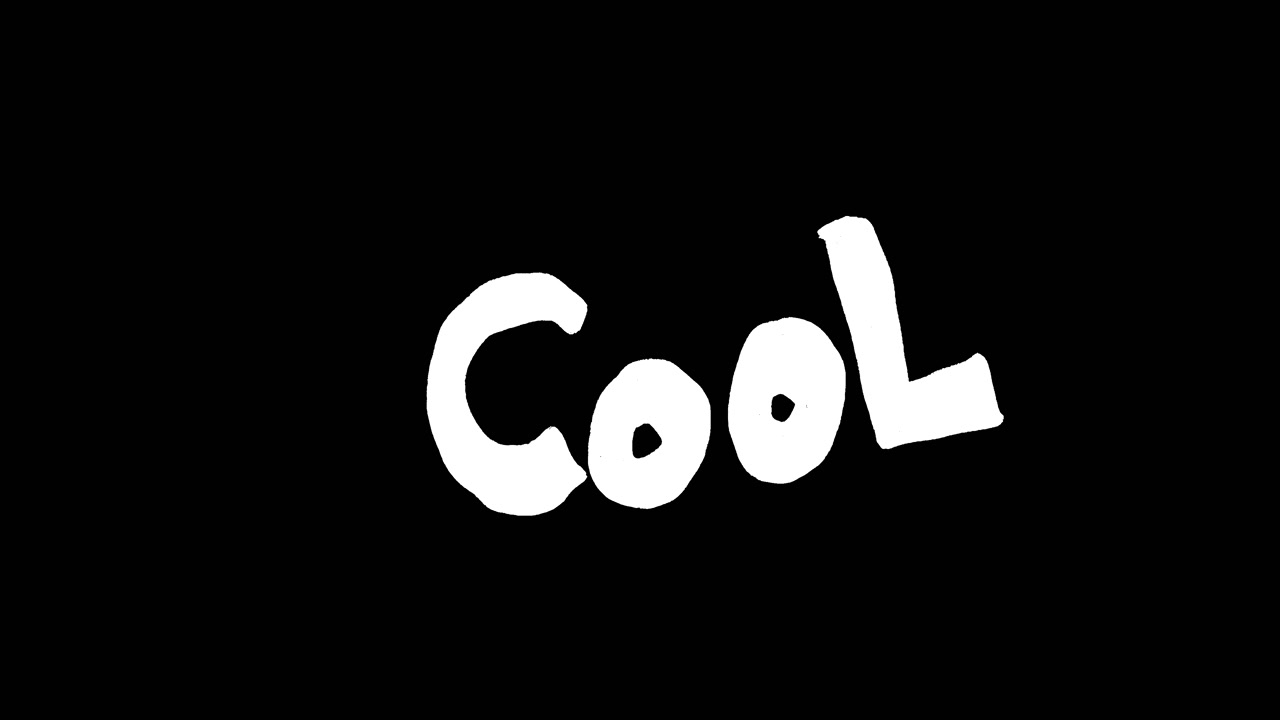 Handgezeichneter animierter „Cool“-Text auf schwarzem Hintergrund