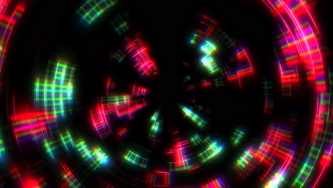 espiral vibrante con líneas en movimiento en colores rojo, verde y azul