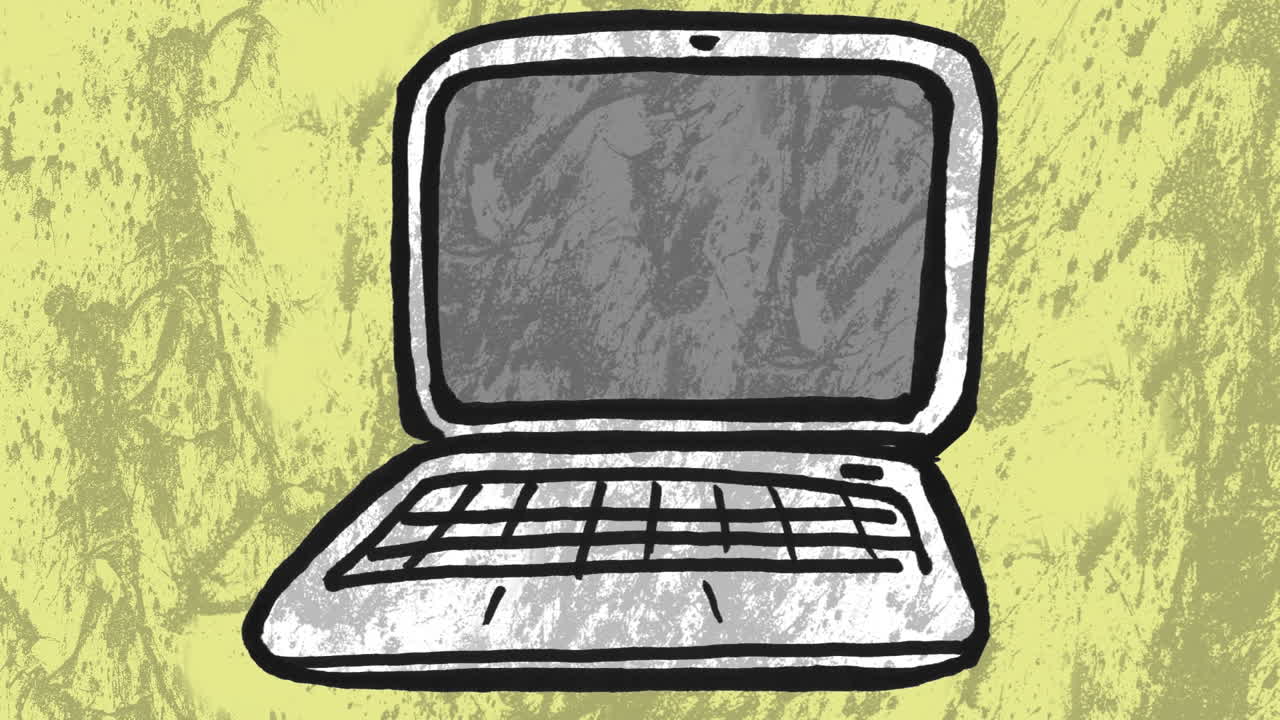 Animation of moving shapes over laptop