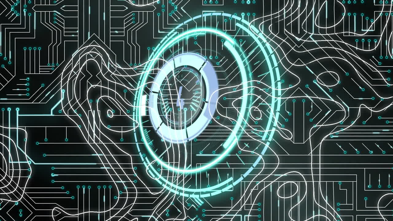 Animation of count down and isohypses over integrated circuit