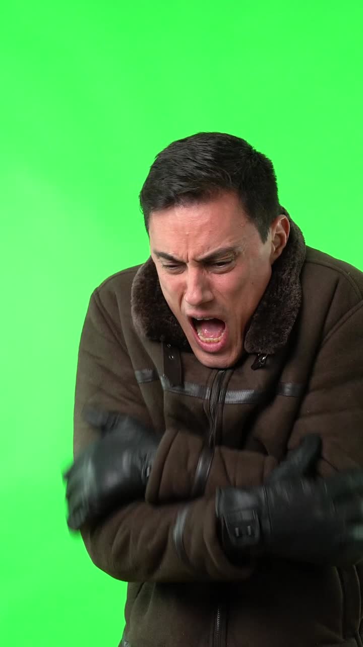 Man feeling cold in winter clothing