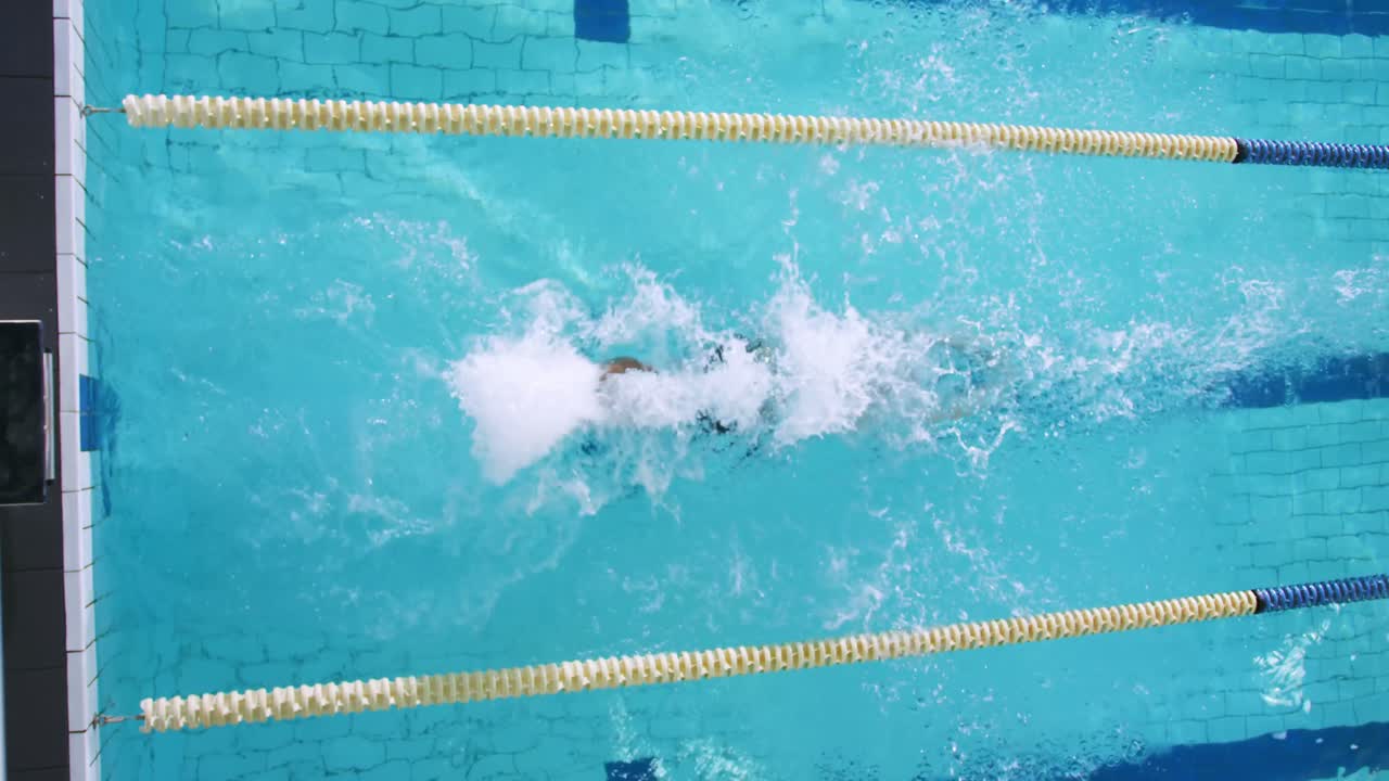 Swimmer training in a swimming pool