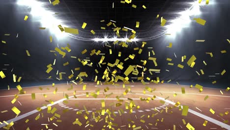 animation of confetti falling over sports stadium