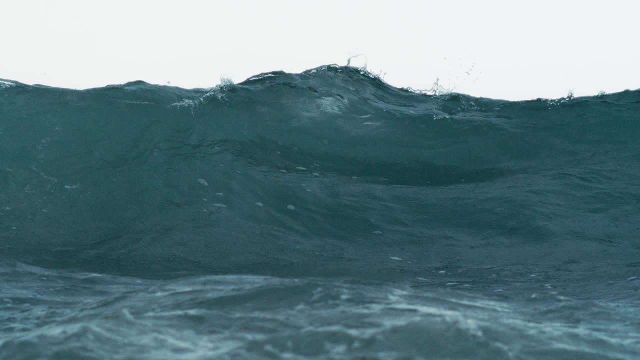 In water establishing of rolling wave in slow motion with soft ripples and texture