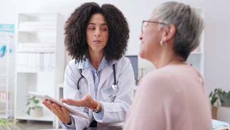 Tablet,-check-up-and-doctor-with-senior-woman