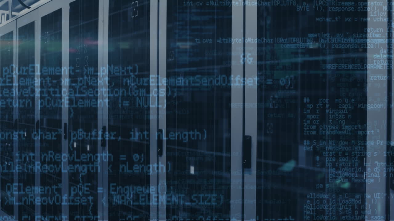 animación del procesamiento de datos a través de servidores informáticos