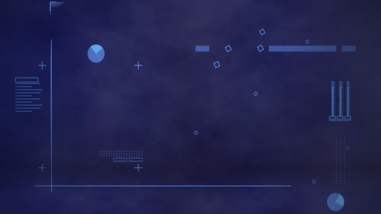 파란색 배경에 대한 데이터 처리와 함께 컴퓨터 디지털 인터페이스의 디지털 애니메이션