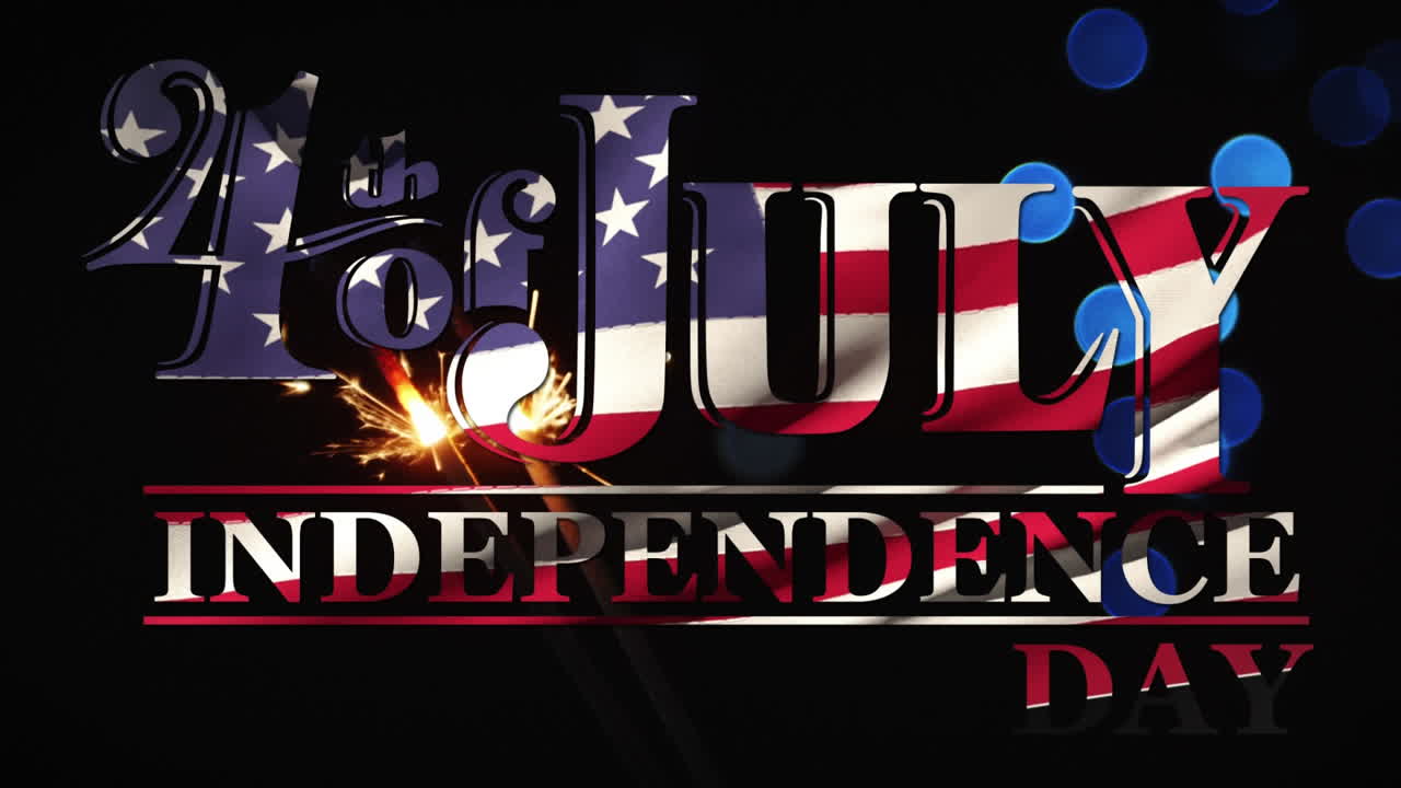 7월 4일 텍스트와 미국 국기