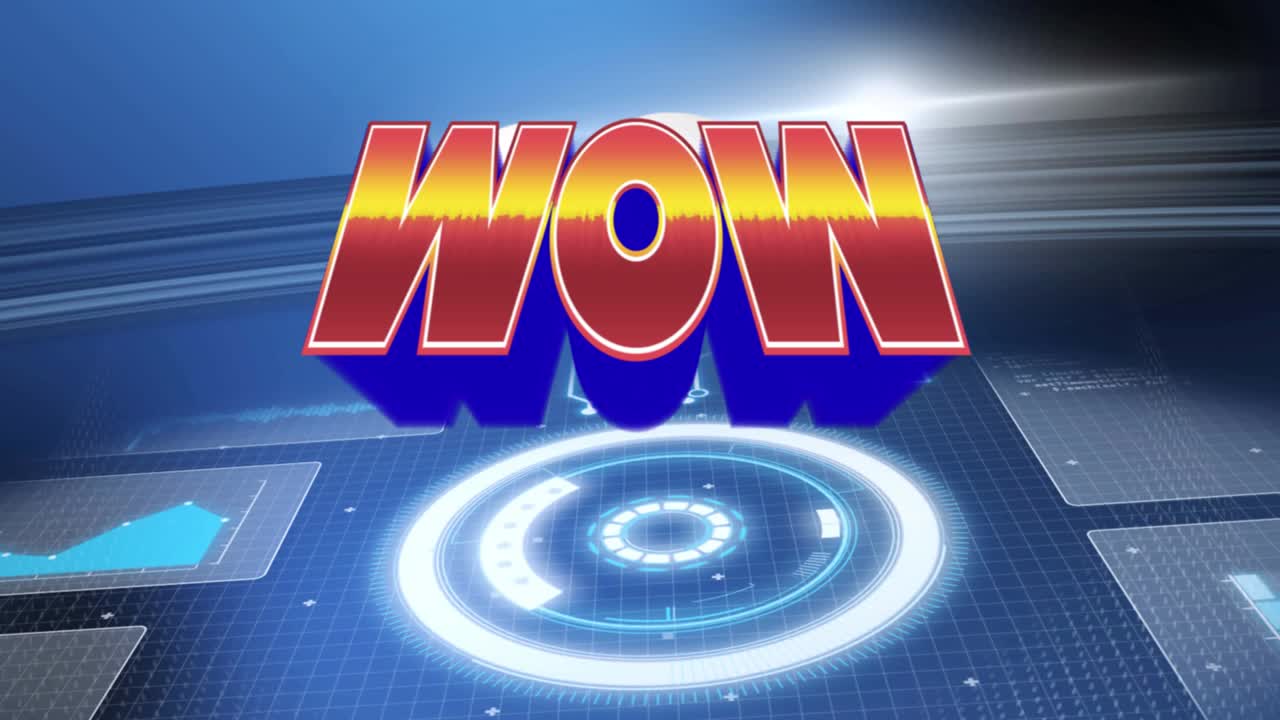 로딩 서클로 디지털 추상 공간에서 와우의 애니메이션