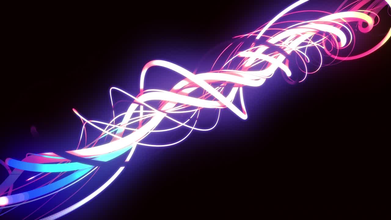 Animation of light trails over black background