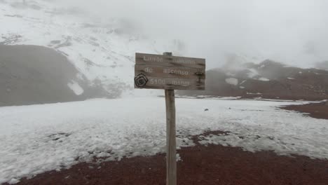 altitude limit sign chimborazo mountain volcano ecuador alpine snow covered frozen ground