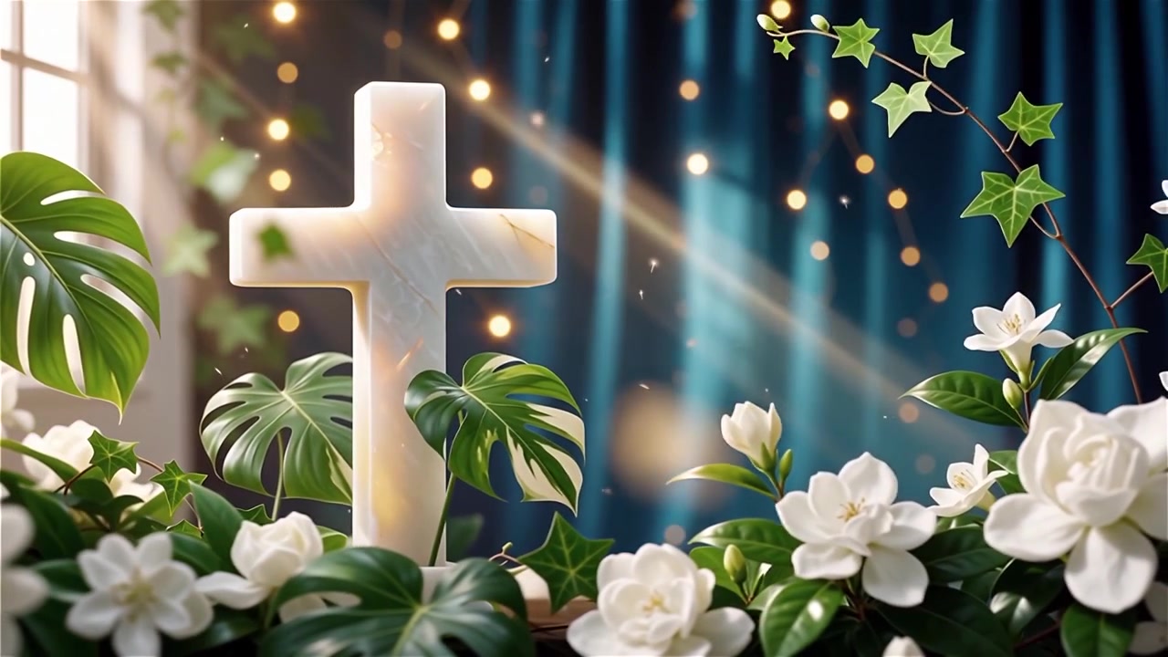 Cruz Cristiana con Luz Celestial, Fondo para Adoración.