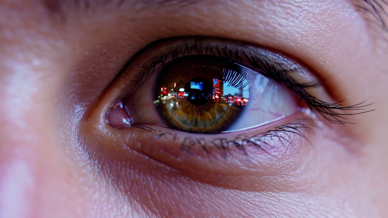 City Lights Reflected in an Eye