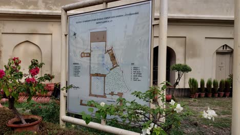 the map on the signboard details the layout of the tomb complex, including different sections and structures within the bada imam bada - site plan of bara imambara