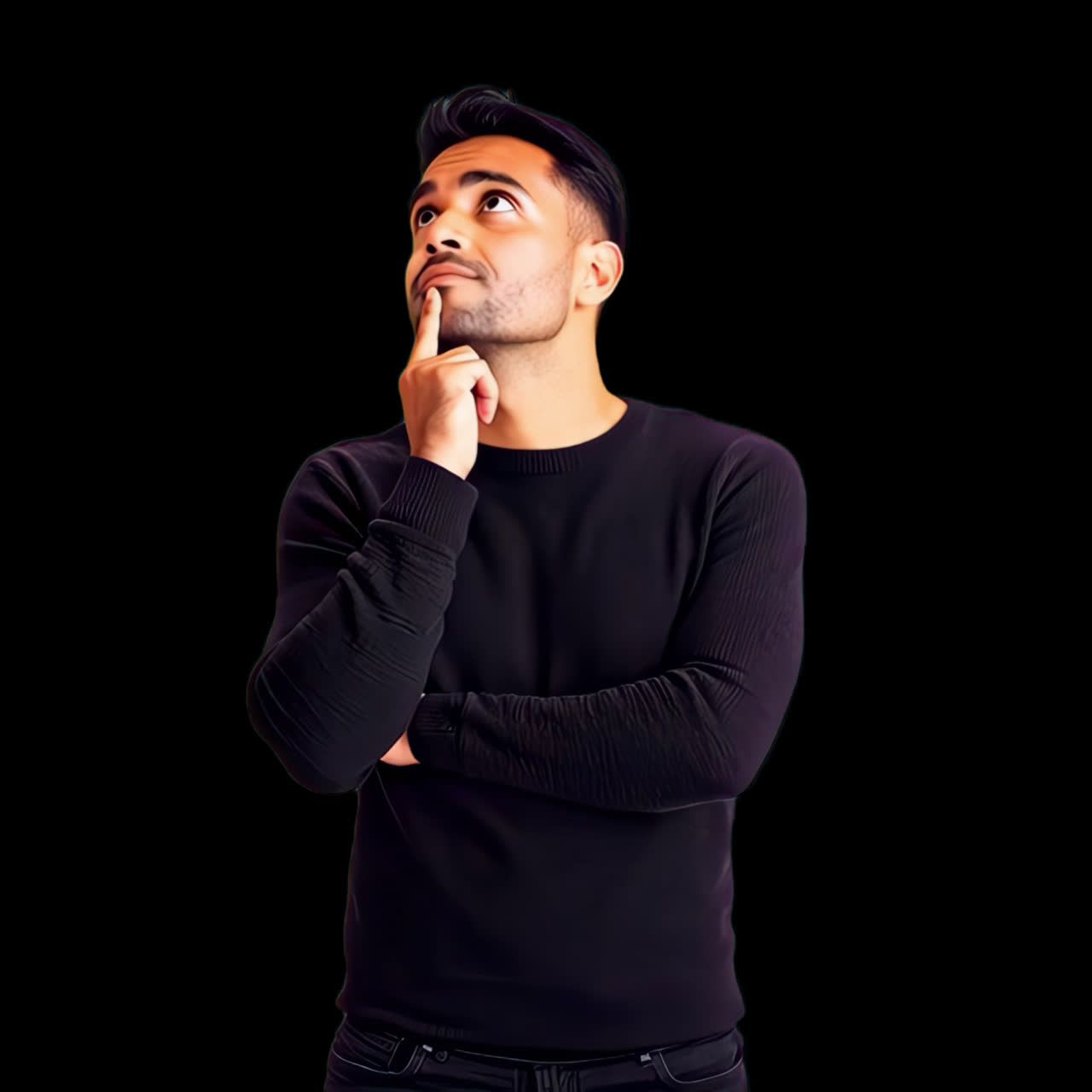 Man in deep thougts animation isolated asset, transparent 4K video, alpha channel, ProRes 4444